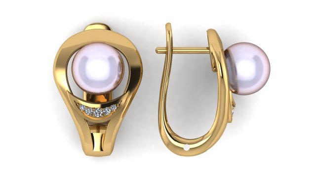 earrings with pearls 3D Print Model .c4d .max .obj .3ds .fbx .stl .blend 