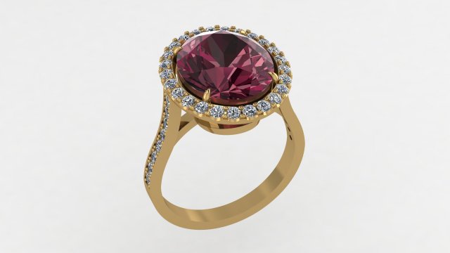 ring with garnet oval Model do druku 3D .c4d .max .obj .3ds .fbx .stl .blend 