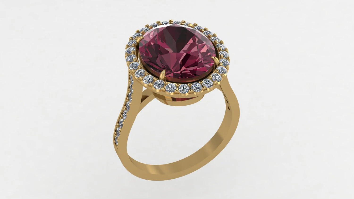 ring with garnet oval 3D Print Model .c4d .max .obj .3ds .fbx .stl .blend 