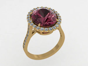 кільце з гранатом овалу 3D Принт Модель