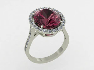 ring with garnet oval 3D Print Model