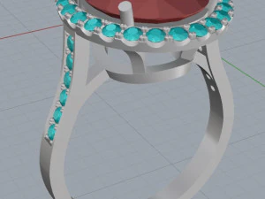 ring with garnet oval 3D Print Model