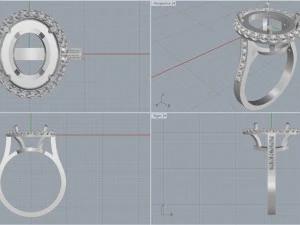 ring with garnet oval 3D Print Model