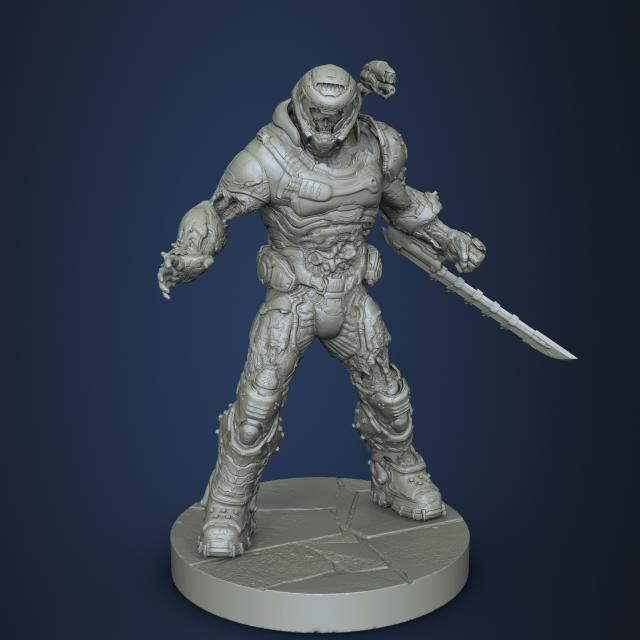 Zombie DOOM Slayer 3D-printmodel .c4d .max .obj .3ds .fbx .stl .blend 