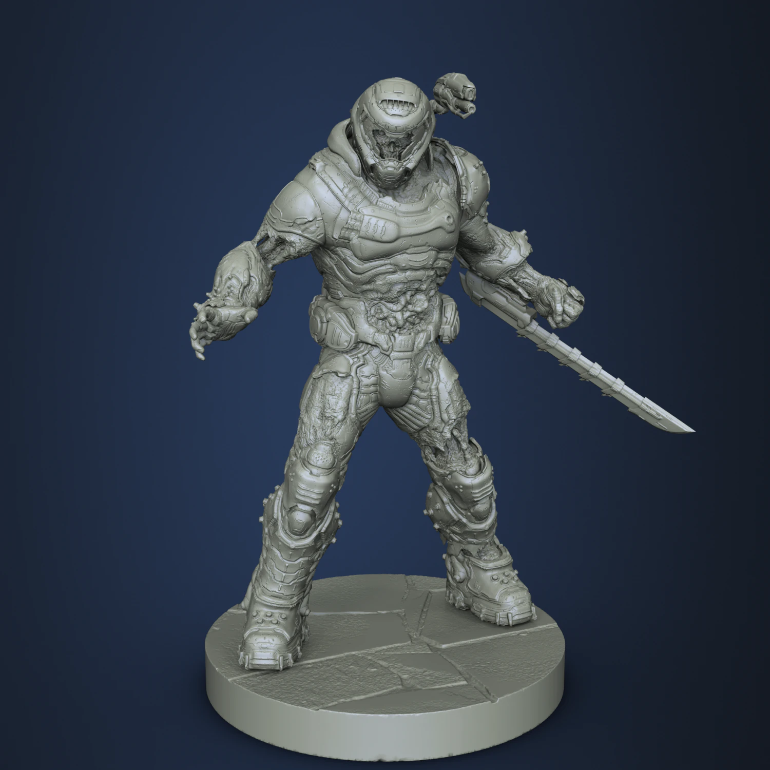 Zombie DOOM Slayer 3D Print Model .c4d .max .obj .3ds .fbx .stl .blend 