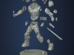 Zombie DOOM Slayer 3D-printmodel