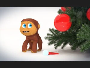 新年の猿の仕掛けとアニメーション 3Dモデル