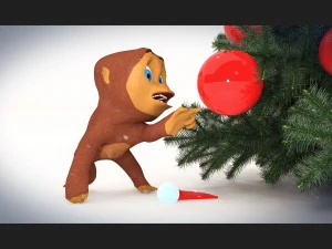 new year monkey rigged and animated 3D Model