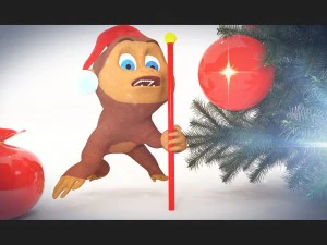 new year monkey rigged and animated 3D Model
