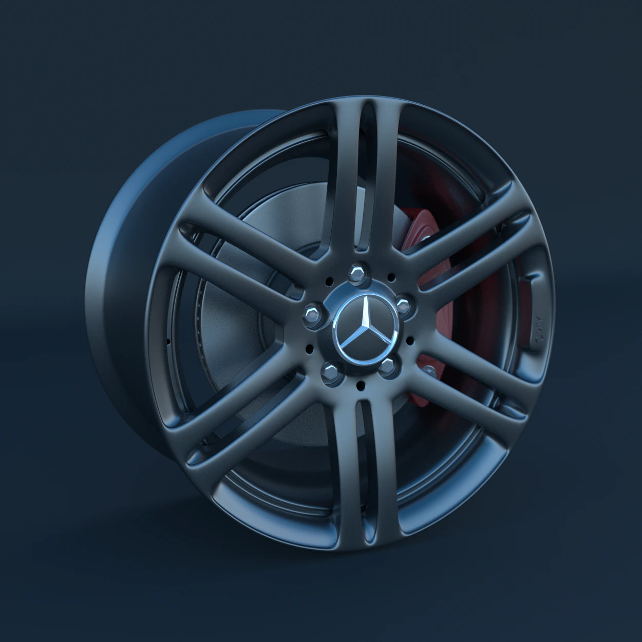mercedes benz rim and brake 3D Model .c4d .max .obj .3ds .fbx .stl .blend