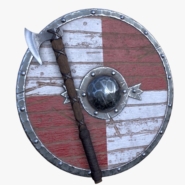 axe shield 3D Model .c4d .max .obj .3ds .fbx .stl .blend 
