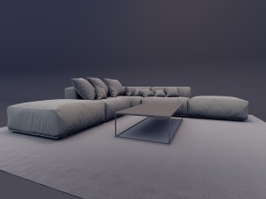 poliform bolton and table 3D मॉडल