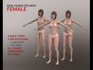 base character mesh - female 3Dモデル