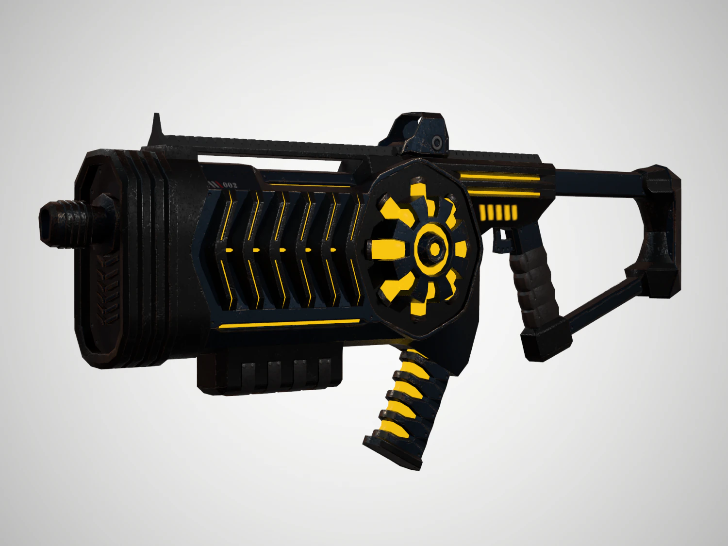 futuristic rifle 02 3D Model .c4d .max .obj .3ds .fbx .stl .blend 
