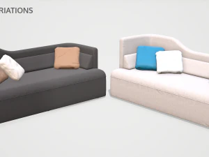 low poly twoseater sofa 3D Model