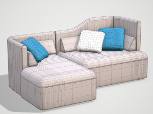 low poly modular sofa 3D Model
