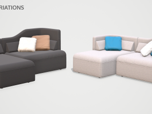 low poly modular sofa 3D Model