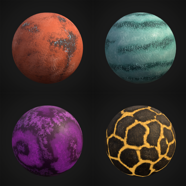 stylized planets 01 3D Modell .c4d .max .obj .3ds .fbx .stl .blend
