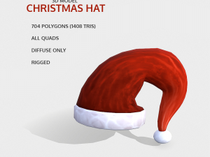 free hand-painted christmas hat Modelo 3D