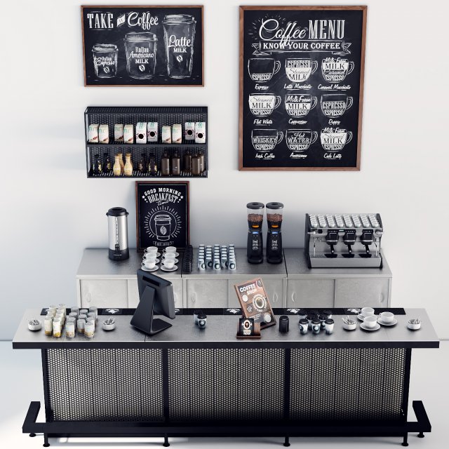 coffee bar Modelo 3D .c4d .max .obj .3ds .fbx .stl .blend 