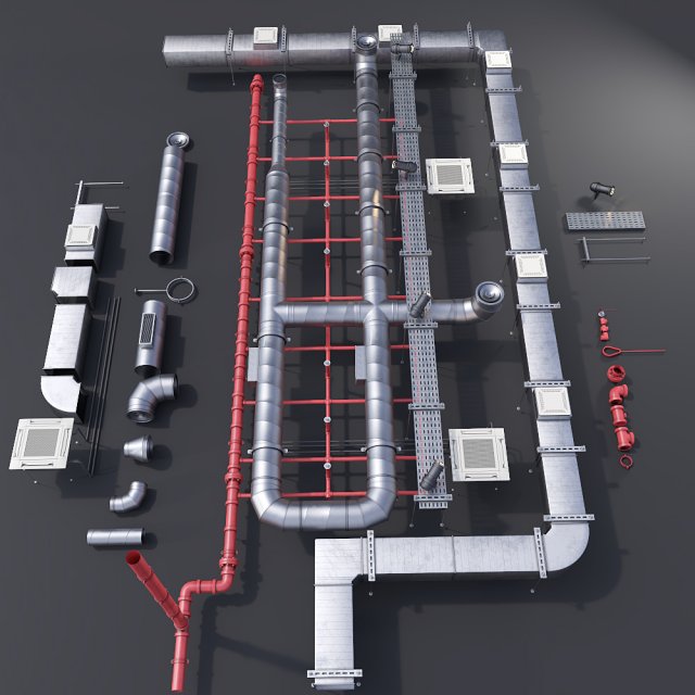 pipe ceiling 3D Model .c4d .max .obj .3ds .fbx .stl .blend 