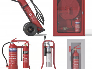 Fire Extinguishers Set 3D Model