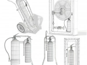 Fire Extinguishers Set 3D Model