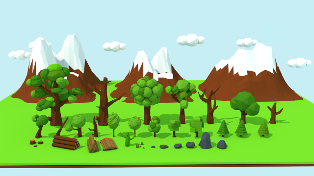 low poly nature pack 3D Model .c4d .max .obj .3ds .fbx .stl .blend 