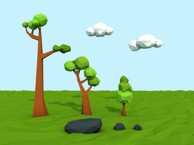 mini low poly nature pack Model 3D .c4d .max .obj .3ds .fbx .stl .blend 