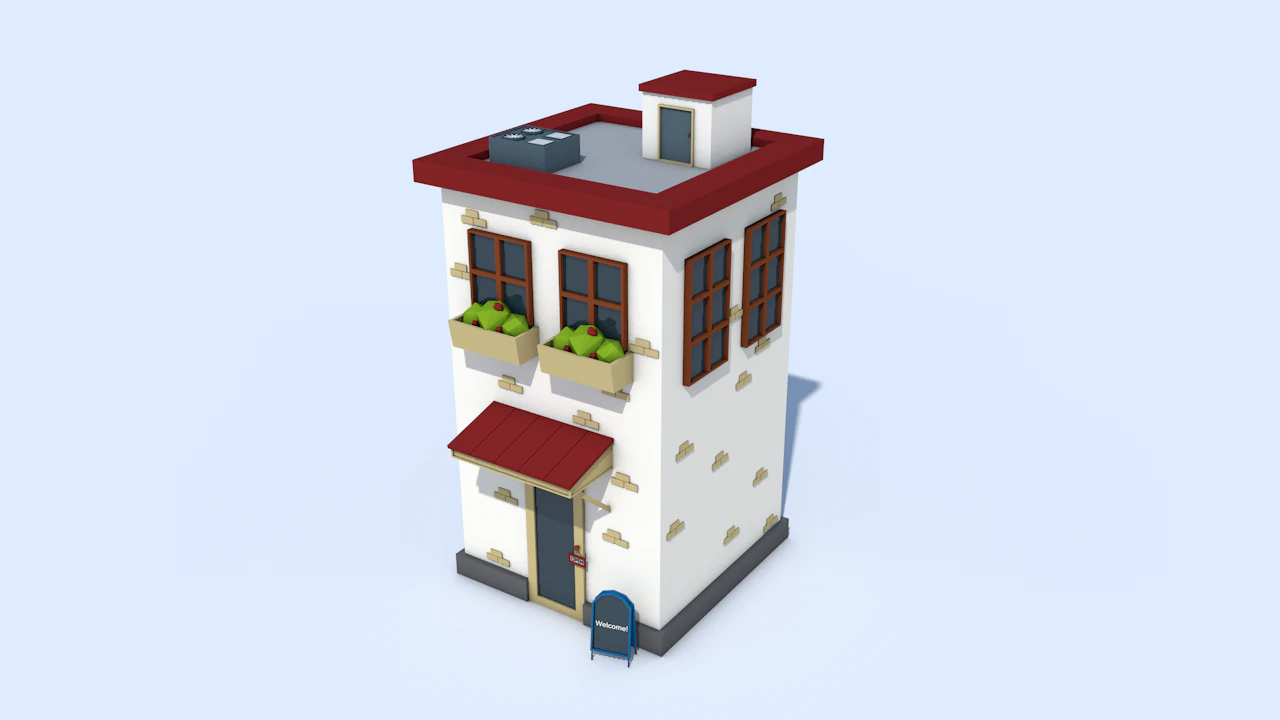 low poly house 3D Model .c4d .max .obj .3ds .fbx .stl .blend 