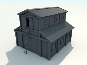 low poly barn 3Dモデル