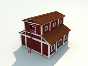 low poly barn 3Dモデル