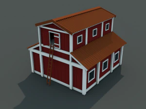 low poly barn 3D Model