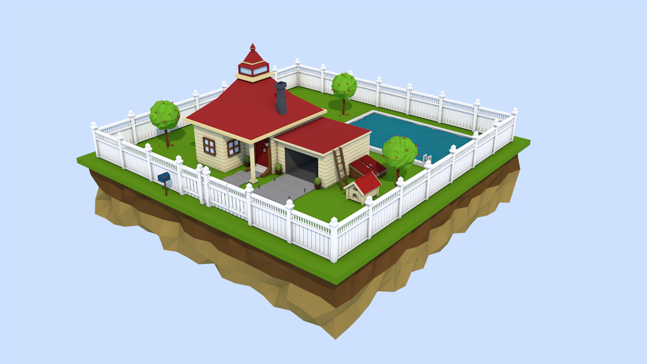 低聚房子场景 3D 模型 .c4d .max .obj .3ds .fbx .stl .blend 