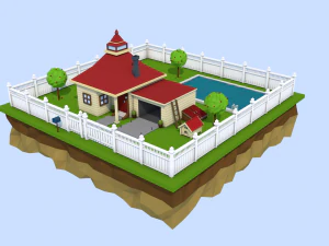 escena de la casa de baja poli Modelo 3D