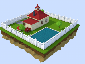 low poly house scene 3D 모델