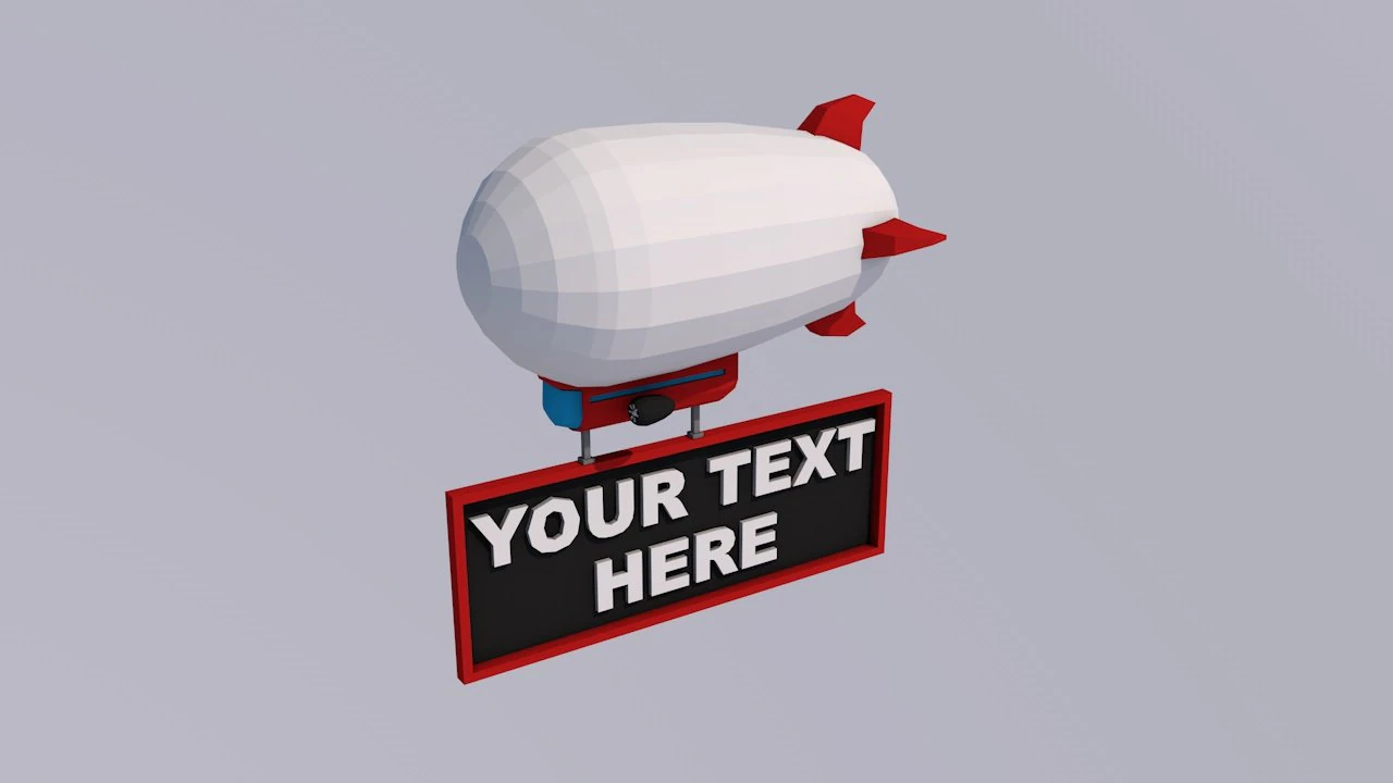 low poly airship 3D Model .c4d .max .obj .3ds .fbx .stl .blend 