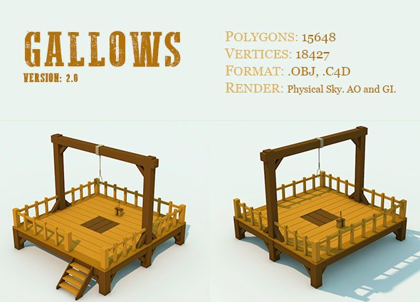 low poly gallows 2 3D Модель .c4d .max .obj .3ds .fbx .stl .blend 