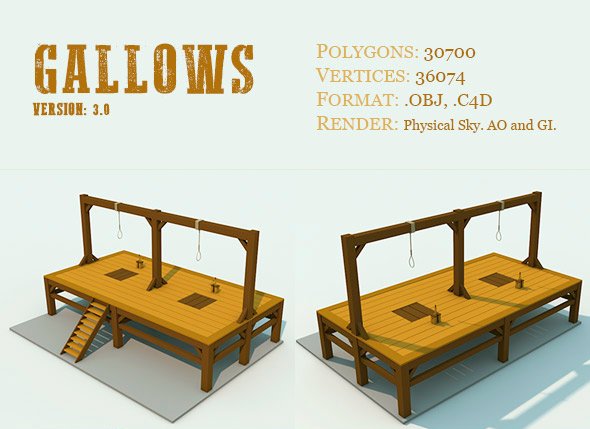 low poly gallows 3 3D Модель .c4d .max .obj .3ds .fbx .stl .blend 