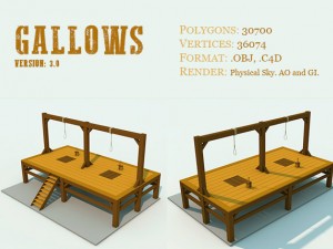 low poly gallows 3 Modelo 3D