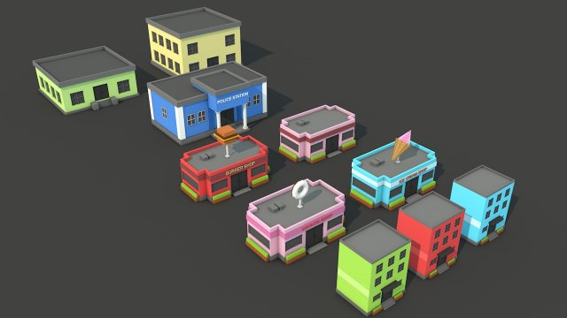 low poly house pack 3D Model .c4d .max .obj .3ds .fbx .stl .blend 