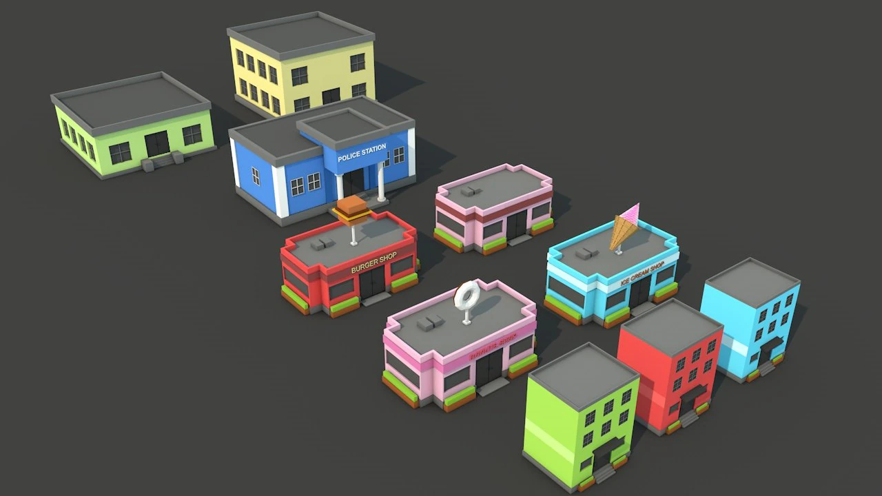 pacote de casa low poly Modelo 3D .c4d .max .obj .3ds .fbx .stl .blend 