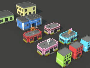 low poly house pack 3D 모델