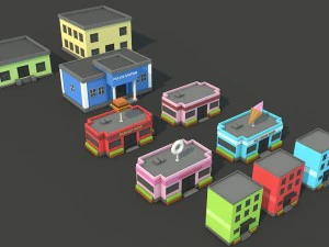 pacote de casa low poly Modelo 3D