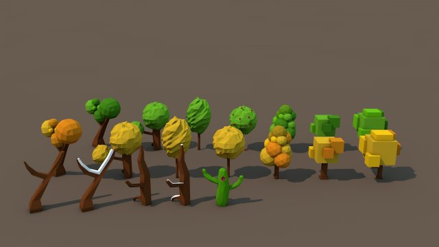 low poly tree pack 1 3D Model .c4d .max .obj .3ds .fbx .stl .blend 