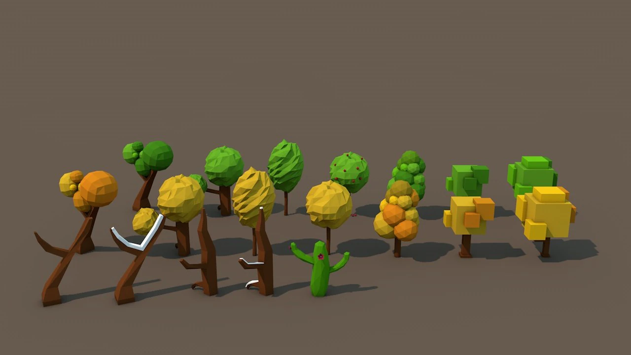 low poly tree pack 1 3D Model .c4d .max .obj .3ds .fbx .stl .blend 