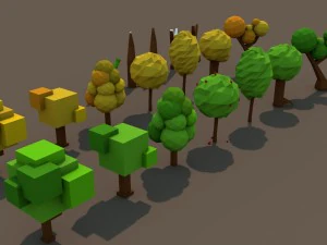 low poly tree pack 1 3D Model