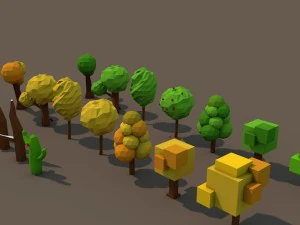 low poly tree pack 1 3D Model