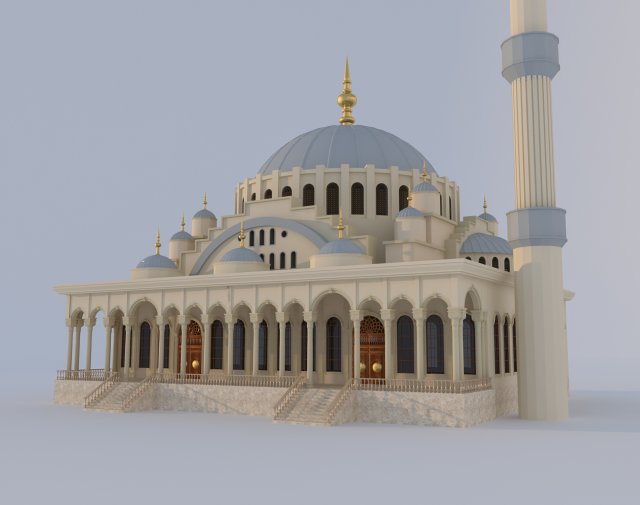 mosque 3D Model .c4d .max .obj .3ds .fbx .lwo .lw .lws