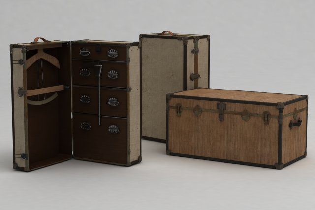 antique trunks 3Dモデル .c4d .max .obj .3ds .fbx .stl .blend 